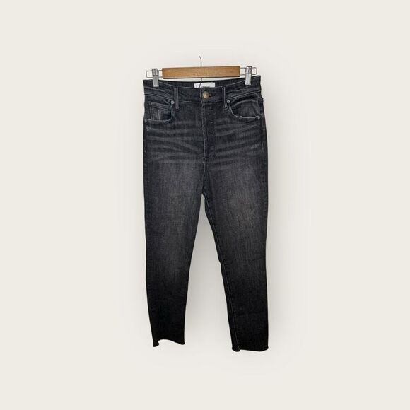 Evereve Ever Straight Jeans Black Washed Raw Hem Size 25 - Picture 1 of 5